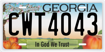 GA license plate CWT4043