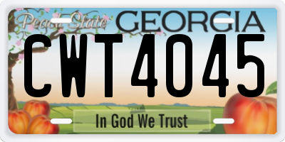 GA license plate CWT4045