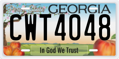 GA license plate CWT4048