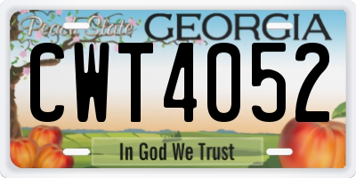 GA license plate CWT4052