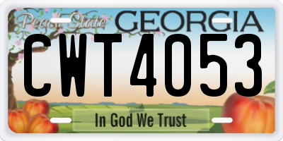 GA license plate CWT4053