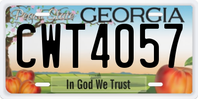GA license plate CWT4057