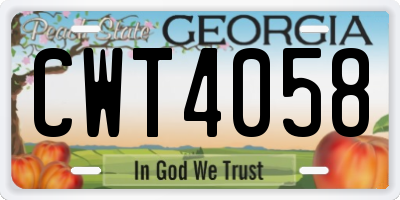 GA license plate CWT4058