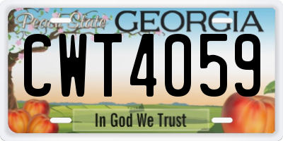 GA license plate CWT4059
