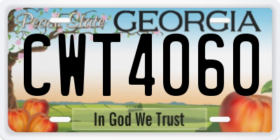 GA license plate CWT4060