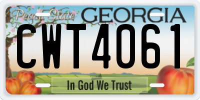 GA license plate CWT4061