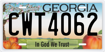 GA license plate CWT4062
