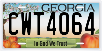 GA license plate CWT4064