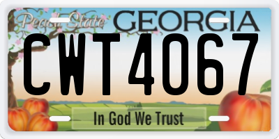 GA license plate CWT4067