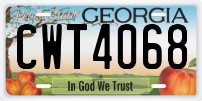 GA license plate CWT4068