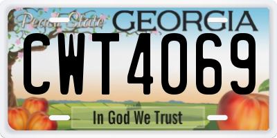 GA license plate CWT4069