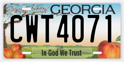 GA license plate CWT4071