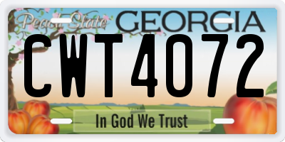 GA license plate CWT4072