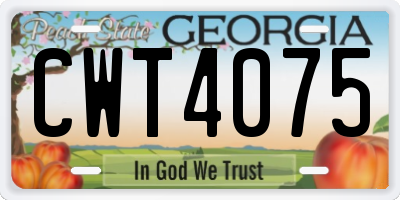 GA license plate CWT4075