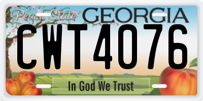 GA license plate CWT4076