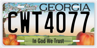 GA license plate CWT4077