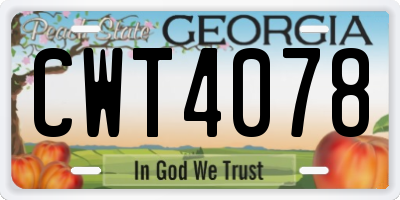 GA license plate CWT4078