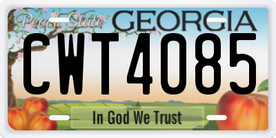 GA license plate CWT4085