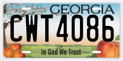 GA license plate CWT4086