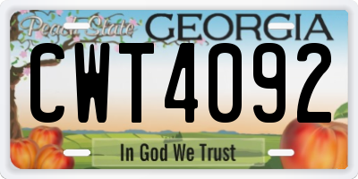 GA license plate CWT4092
