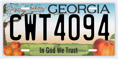 GA license plate CWT4094