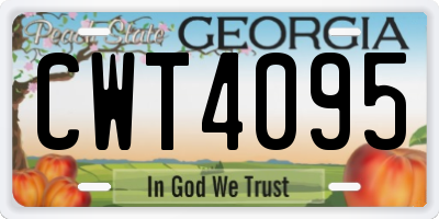 GA license plate CWT4095