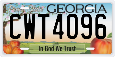 GA license plate CWT4096
