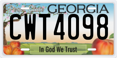GA license plate CWT4098