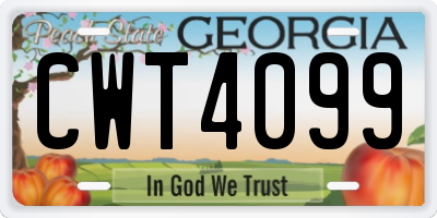 GA license plate CWT4099