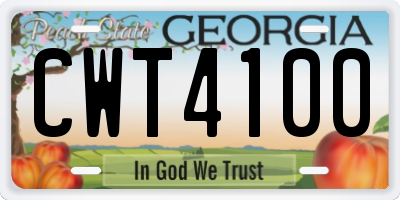 GA license plate CWT4100