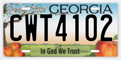 GA license plate CWT4102