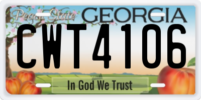 GA license plate CWT4106