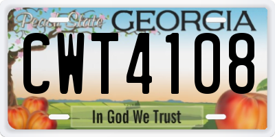 GA license plate CWT4108