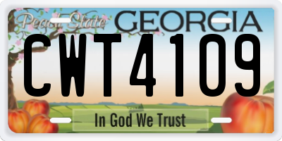 GA license plate CWT4109