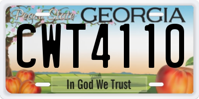 GA license plate CWT4110