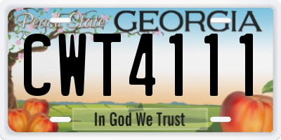 GA license plate CWT4111