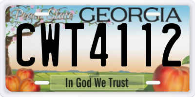 GA license plate CWT4112