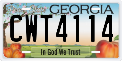 GA license plate CWT4114