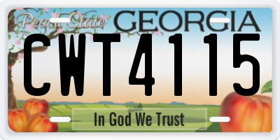 GA license plate CWT4115