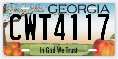 GA license plate CWT4117