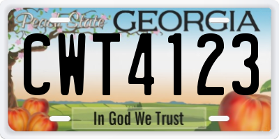 GA license plate CWT4123