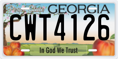 GA license plate CWT4126