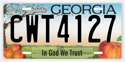 GA license plate CWT4127
