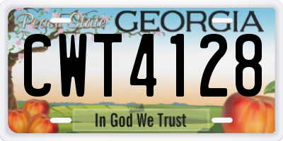 GA license plate CWT4128