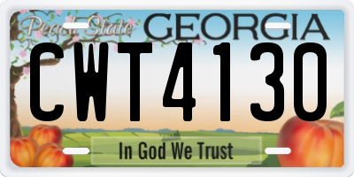 GA license plate CWT4130