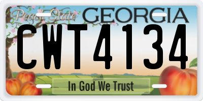 GA license plate CWT4134