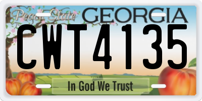 GA license plate CWT4135
