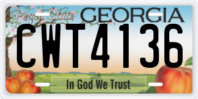 GA license plate CWT4136