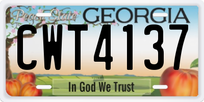 GA license plate CWT4137