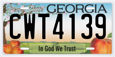 GA license plate CWT4139